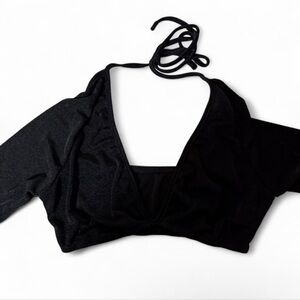 SHEIN Black Crop Top with Halter Neck